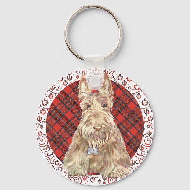 Wheaten Scottie Tartan Nyckelring (Framsida)