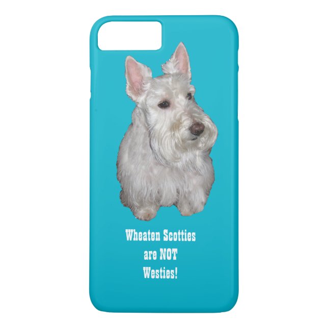 Wheaten Scotties är INTE Westies! Turkosbackgr Case-Mate iPhone Skal (Baksida)