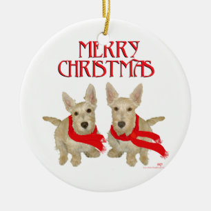 Wheaten Scottish Terrier Jul Julgransprydnad Keramik