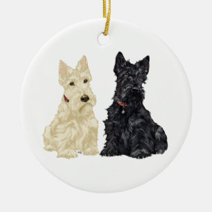 Wheaten & Svart Scottie Hund Ornament