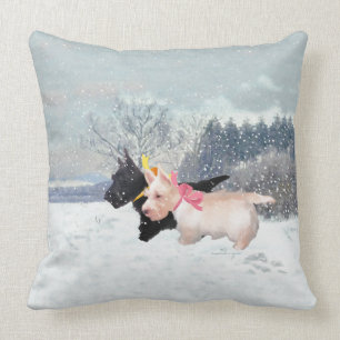 Wheaten svart Scottiesjul Kudde