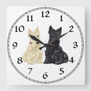 Wheaten & svart skotska Terriers Fyrkantig Klocka