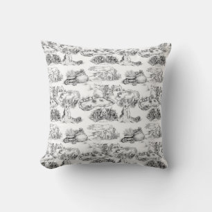 WHEATEN Terrier Black Toile & Gingham Kudde