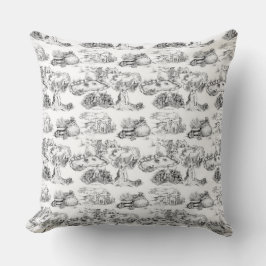 WHEATEN Terrier Black Toile & Gingham Kudde