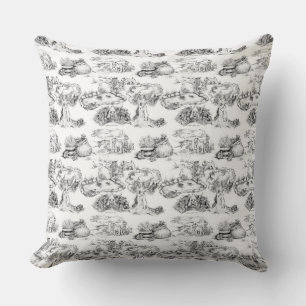 WHEATEN Terrier Black Toile & Gingham Kudde