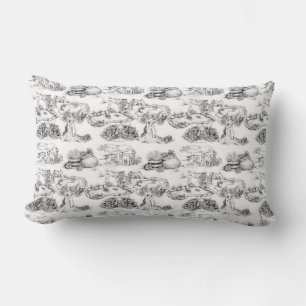 WHEATEN Terrier Black Toile & Gingham Lumbarkudde