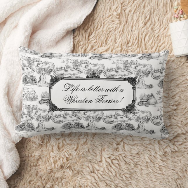 WHEATEN Terrier Black Toile med/Customization Lumbarkudde (Filt)