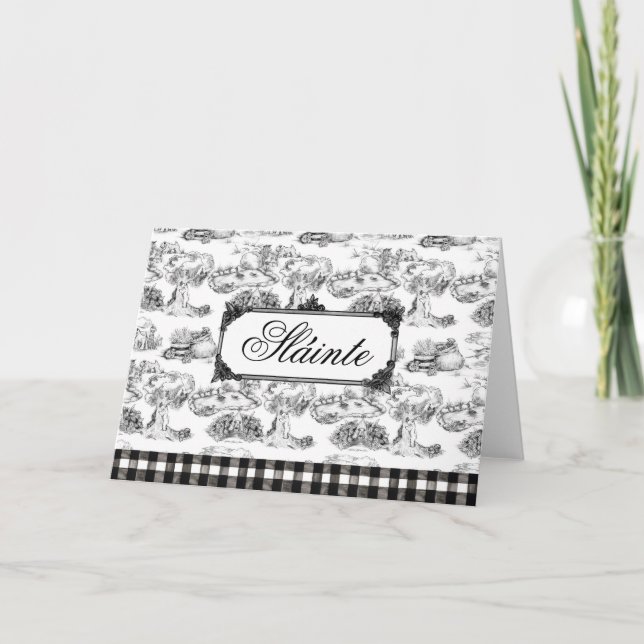 WHEATEN Terrier Black Toile "Sláinte" Gaelic Tack Kort (Framsida)