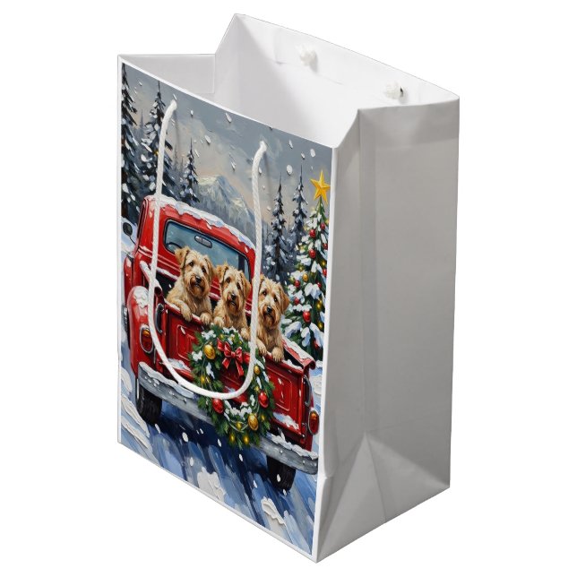Wheaten Terrier Christmas Red Truck Holiday Gift (Framsidan Vinklad)