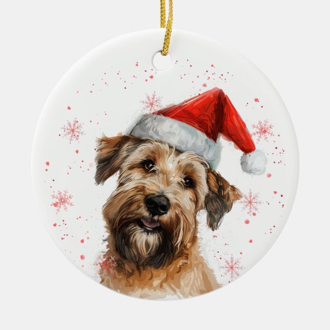 Wheaten Terrier Dog Christmas Personalized Julgransprydnad Keramik (Framsidan)