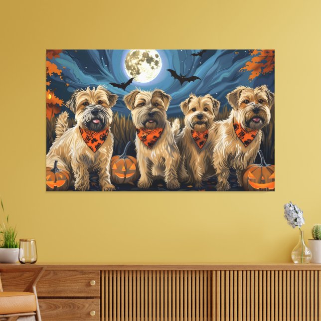Wheaten Terrier Halloween Spooky Canvastryck (Insitu (Vardagsrum))
