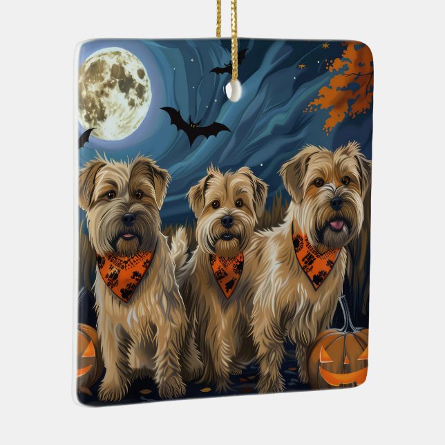 Wheaten Terrier Halloween Spooky Julgransprydnad Keramik (Höger)