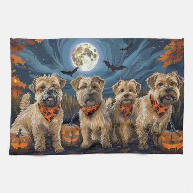 Wheaten Terrier Halloween Spooky Kökshandduk (Horisontell)