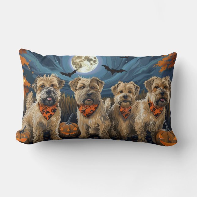 Wheaten Terrier Halloween Spooky Lumbarkudde (Framsida)