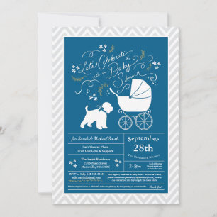 Wheaten Terrier Hund Baby Shower Blue Boy Inbjudningar