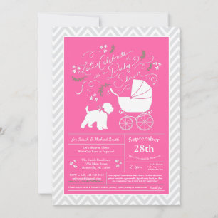 Wheaten Terrier Hund Baby Shower Rosa Girl Girl Inbjudningar