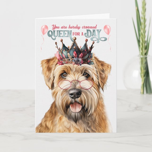 Wheaten Terrier Hund drottningsdagen Funny Birthda Kort (Framsida)