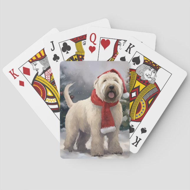 Wheaten Terrier Hund i Snö jul Casinokort (Baksidan)
