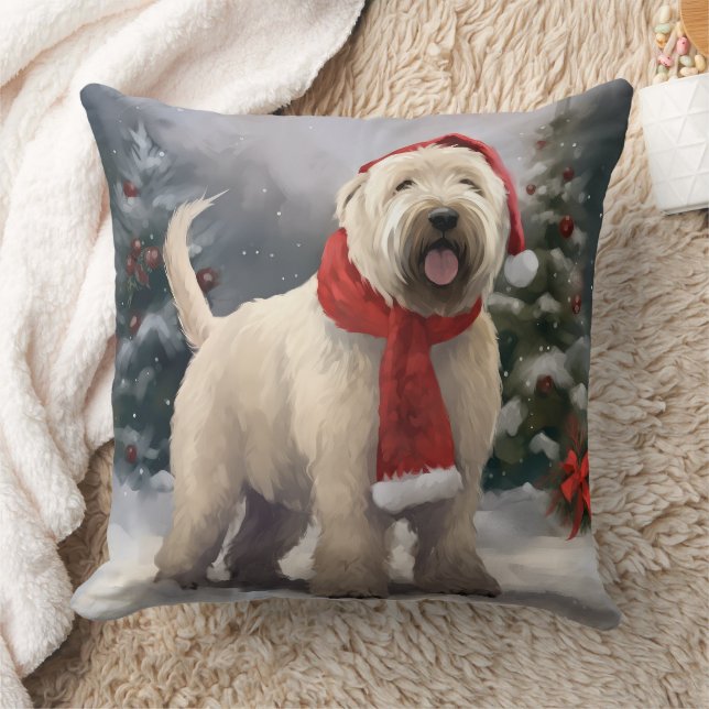 Wheaten Terrier Hund i Snö jul Kudde (Filt)