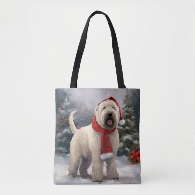 Wheaten Terrier Hund i Snö jul Tygkasse (Framsida)