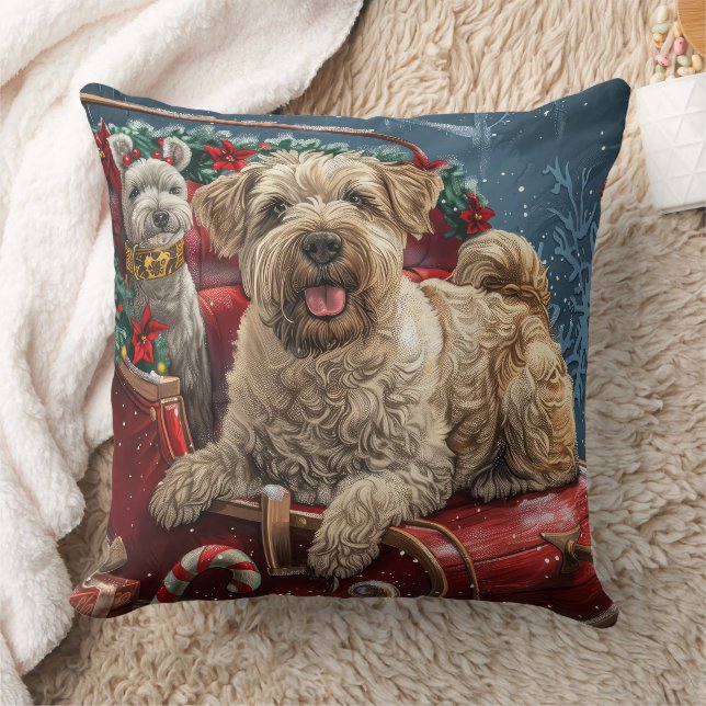 Wheaten Terrier Hund jul Festive Kudde (Filt)