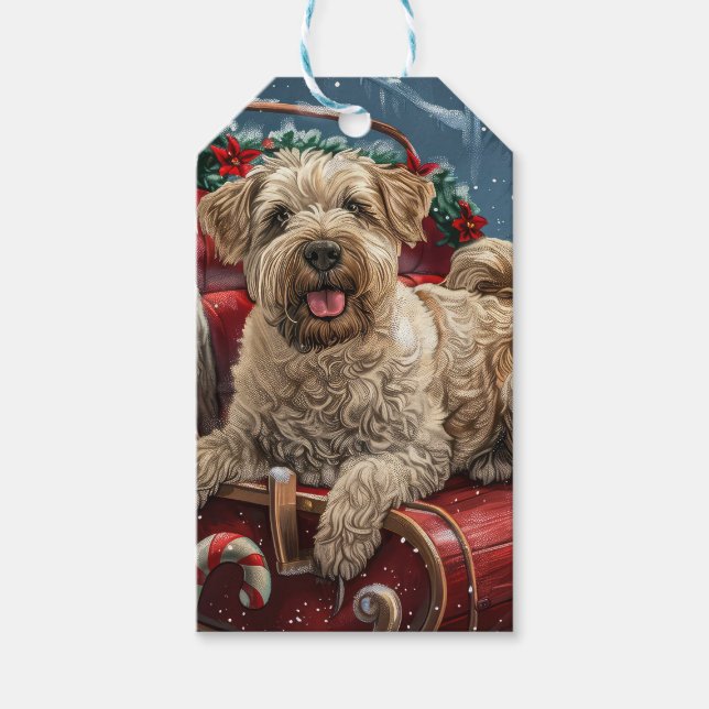 Wheaten Terrier Hund jul Festive Presentetikett (Framsidan)