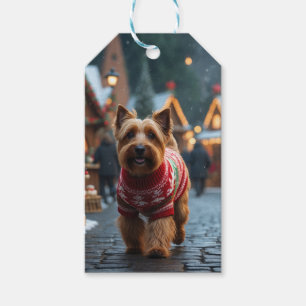 Wheaten Terrier Hund Jul Snö Högtid Presentetikett