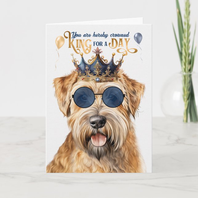 Wheaten Terrier Hund Kung för Day Funny Birthday Kort (Framsida)