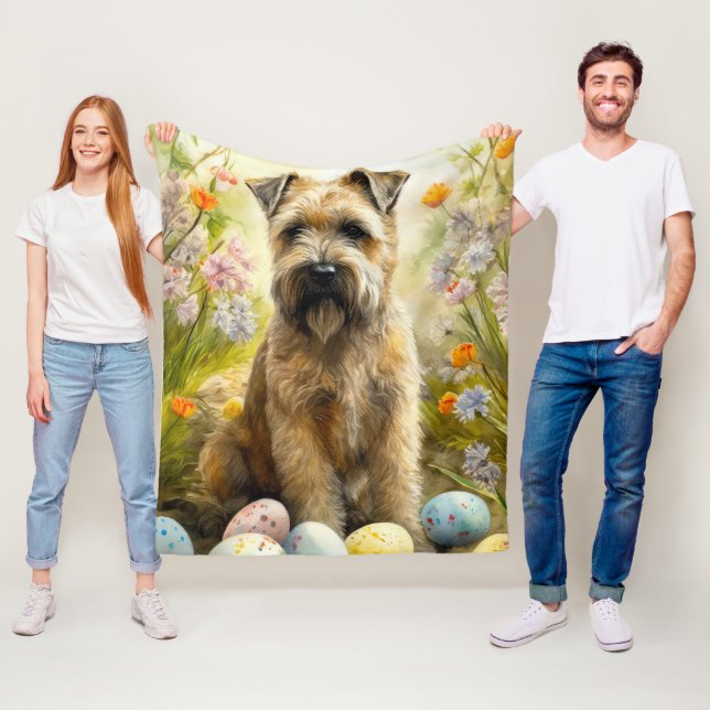 Wheaten Terrier Hund Med Påskägg Semester  Fleecefilt (På plats)
