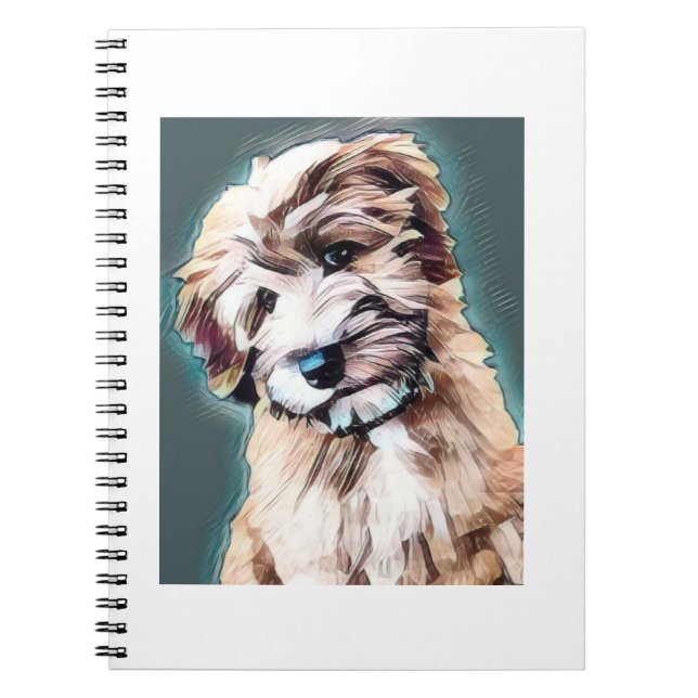 Wheaten Terrier Hund Pop Art Anteckningsbok (Framsidan)
