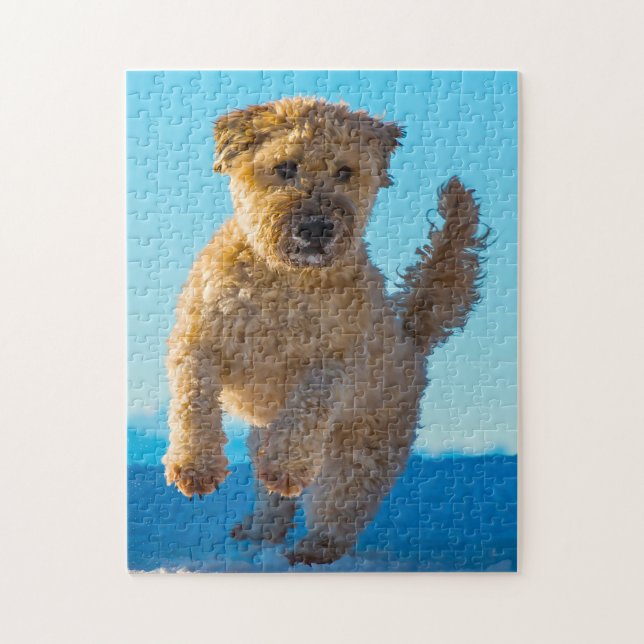Wheaten Terrier Hund Pyssel. Pussel (Vertikal)