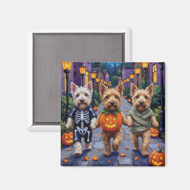 Wheaten Terrier Hundar i Halloween Kostymer Magnet (Front/Back)