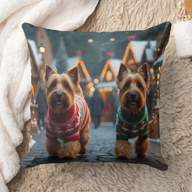Wheaten Terrier Hundar Jul Snö Högtid  Kudde (Filt)