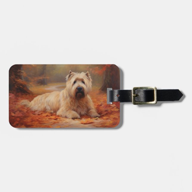 Wheaten Terrier i Höst löv Fall Inspire Bagagebricka (Horisontell Framsida)