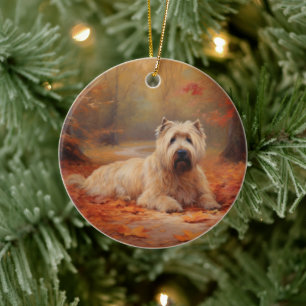 Wheaten Terrier i Höst löv Fall Inspire Julgransprydnad Keramik