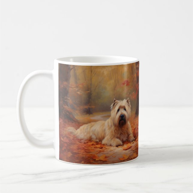 Wheaten Terrier i Höst löv Fall Inspire Kaffemugg (Vänster)