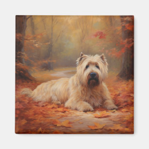 Wheaten Terrier i Höst löv Fall Inspire Magnet