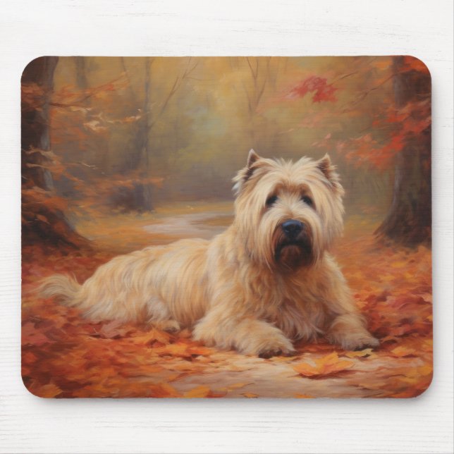 Wheaten Terrier i Höst löv Fall Inspire Musmatta (Framsidan)