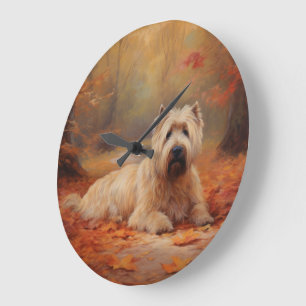 Wheaten Terrier i Höst löv Fall Inspire Stor Klocka