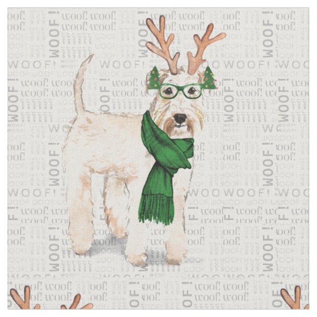Wheaten Terrier Jul Hund med Antlers Tyg (Närbild)