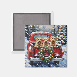Wheaten Terrier Jul Röd Lastbil Holiday Present Magnet
