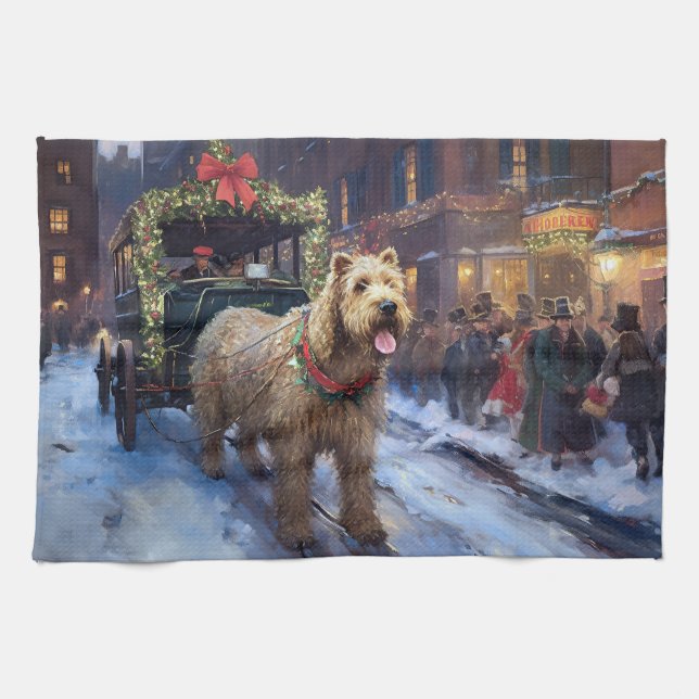 Wheaten Terrier Julfirande Säsong Kökshandduk (Horisontell)