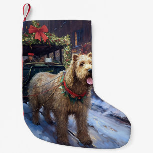 Wheaten Terrier Julfirande Säsong Liten Julstrumpa