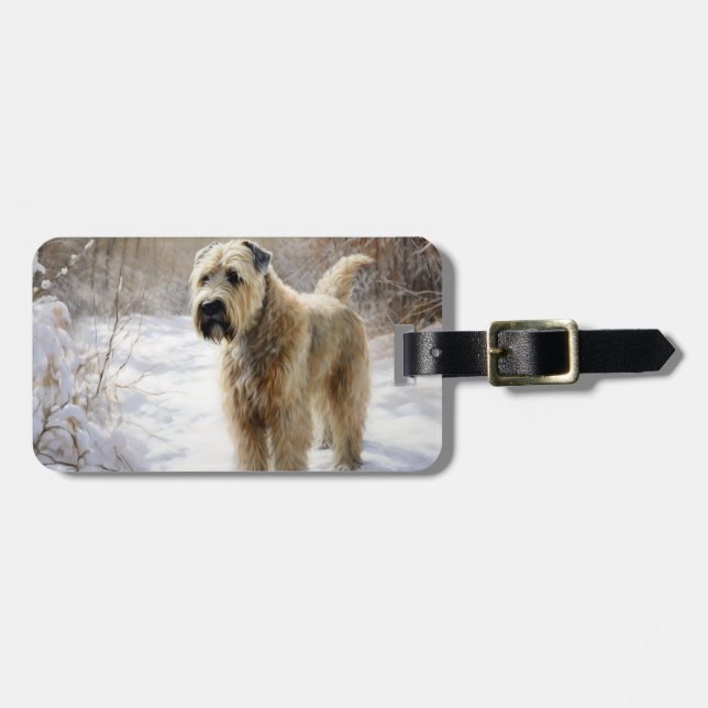 Wheaten Terrier Låt det snöa jul Bagagebricka (Horisontell Framsida)