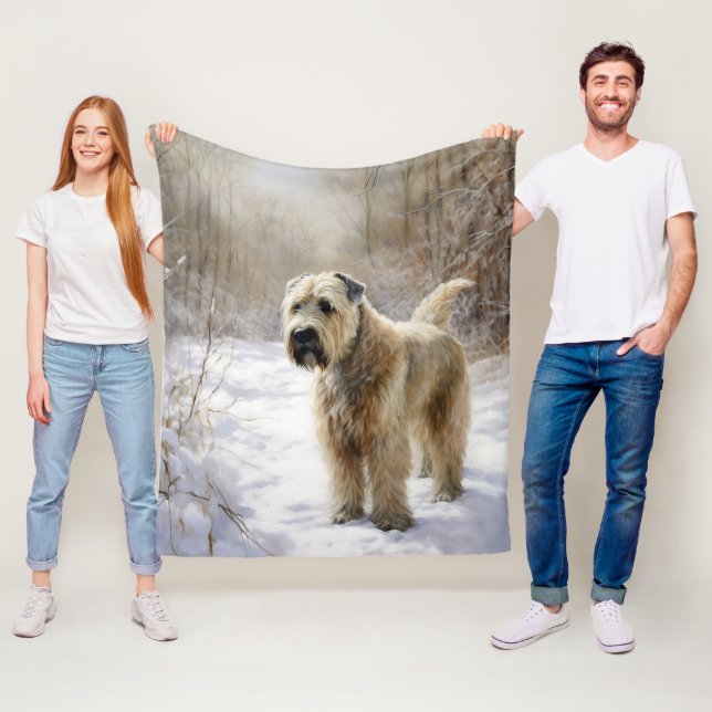 Wheaten Terrier Låt det snöa jul Fleecefilt (På plats)