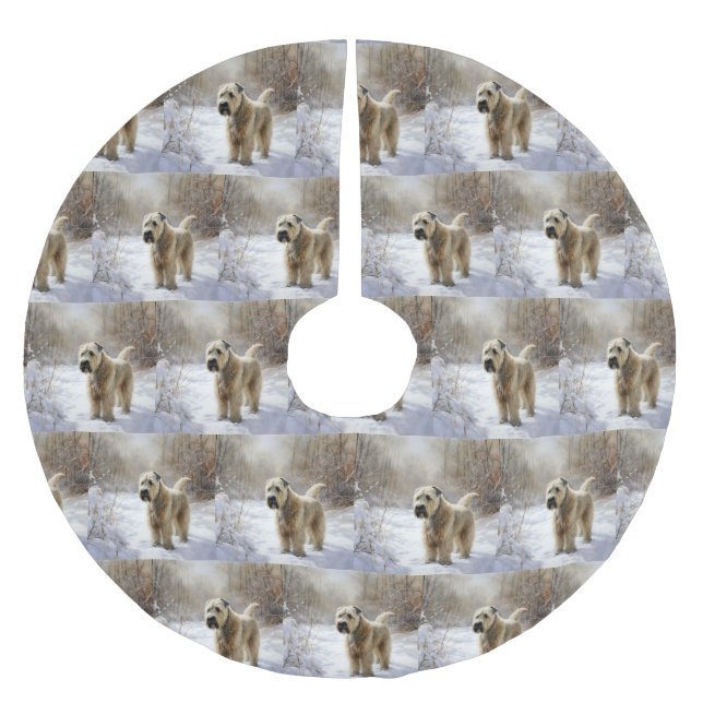 Wheaten Terrier Låt det snöa jul Julgransmatta Borstad Polyester (Framsidan)