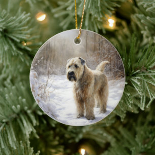 Wheaten Terrier Låt det snöa jul Julgransprydnad Keramik