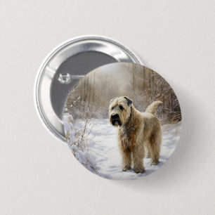 Wheaten Terrier Låt det snöa Jul Knapp