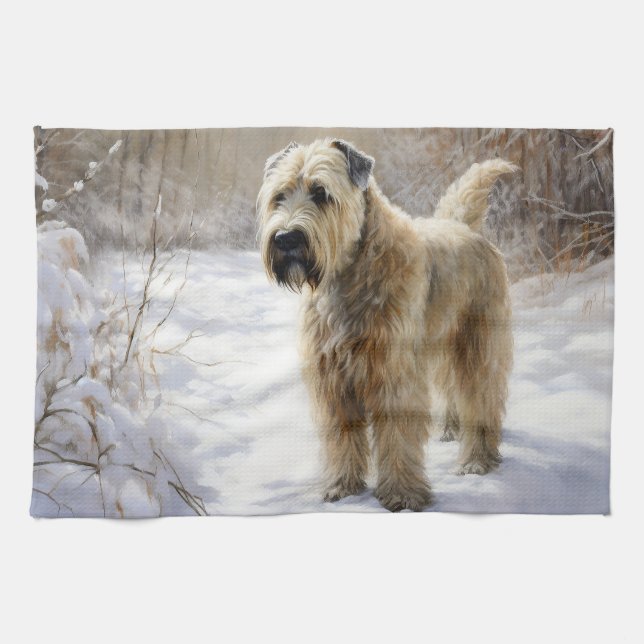 Wheaten Terrier Låt det snöa jul Kökshandduk (Horisontell)