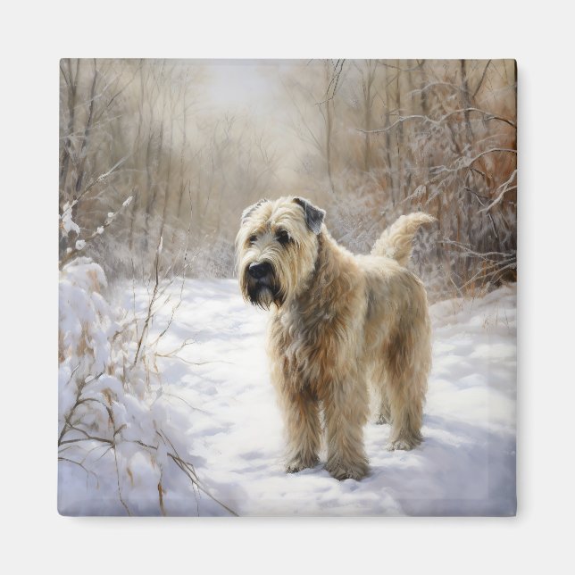 Wheaten Terrier Låt det snöa jul Magnet (Framsidan)